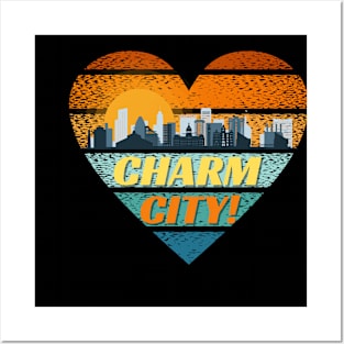 CHARM CITY LOVE MADE WITH HEART SHAPE DESIGN Posters and Art